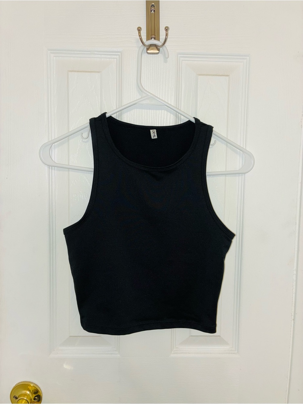 Women's Black Ribbed Crop Tank Top
